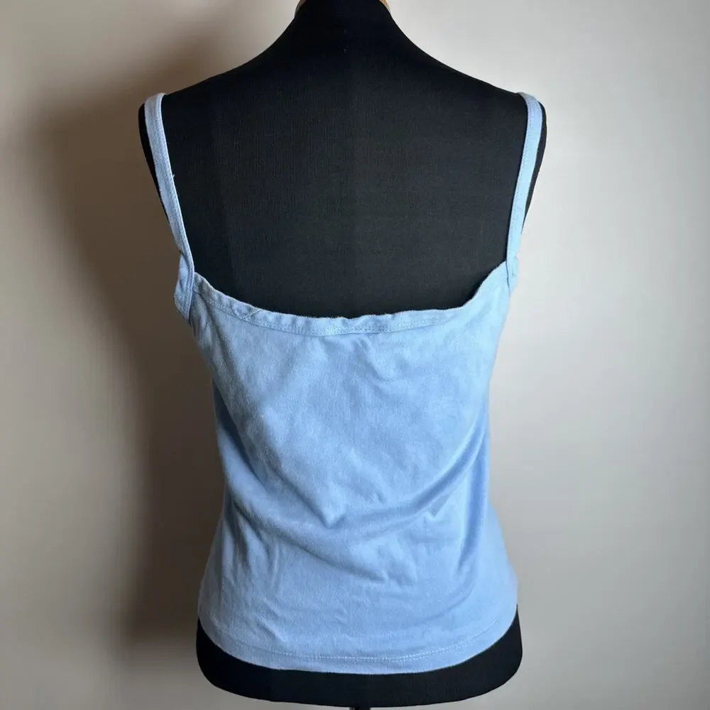 Vintage Awesome Wear Blue Lace Overlay Floral Crop Top Cami Size 3X Fits Medium - Picture 3 of 11